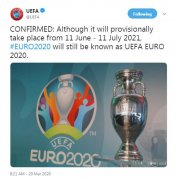 欧足联官方：明夏欧洲杯名称仍为“