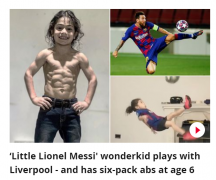 伊朗6岁网红有6块腹肌!已进利物浦梯队 想超梅西C罗