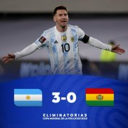 世预赛-梅西帽子戏法超贝利 阿根廷3比0玻利维